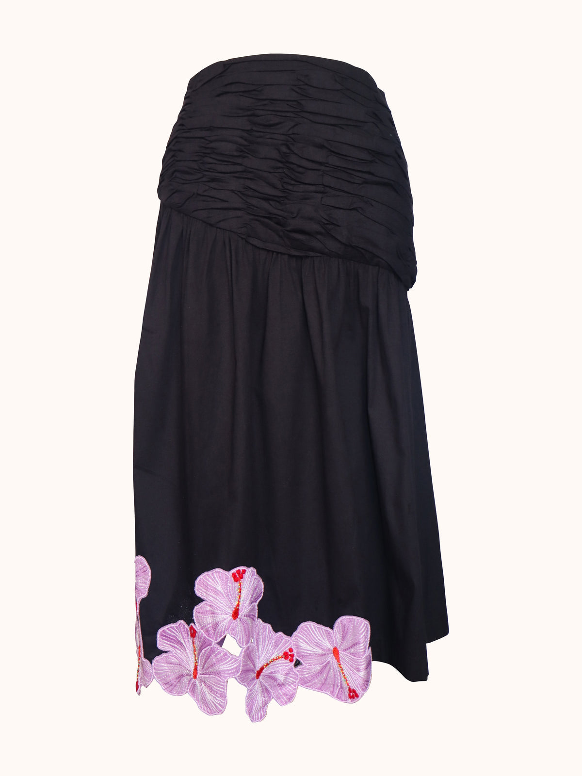 Ashaki The Prana Bloom Black Cotton Skirt - ghost mannequin front