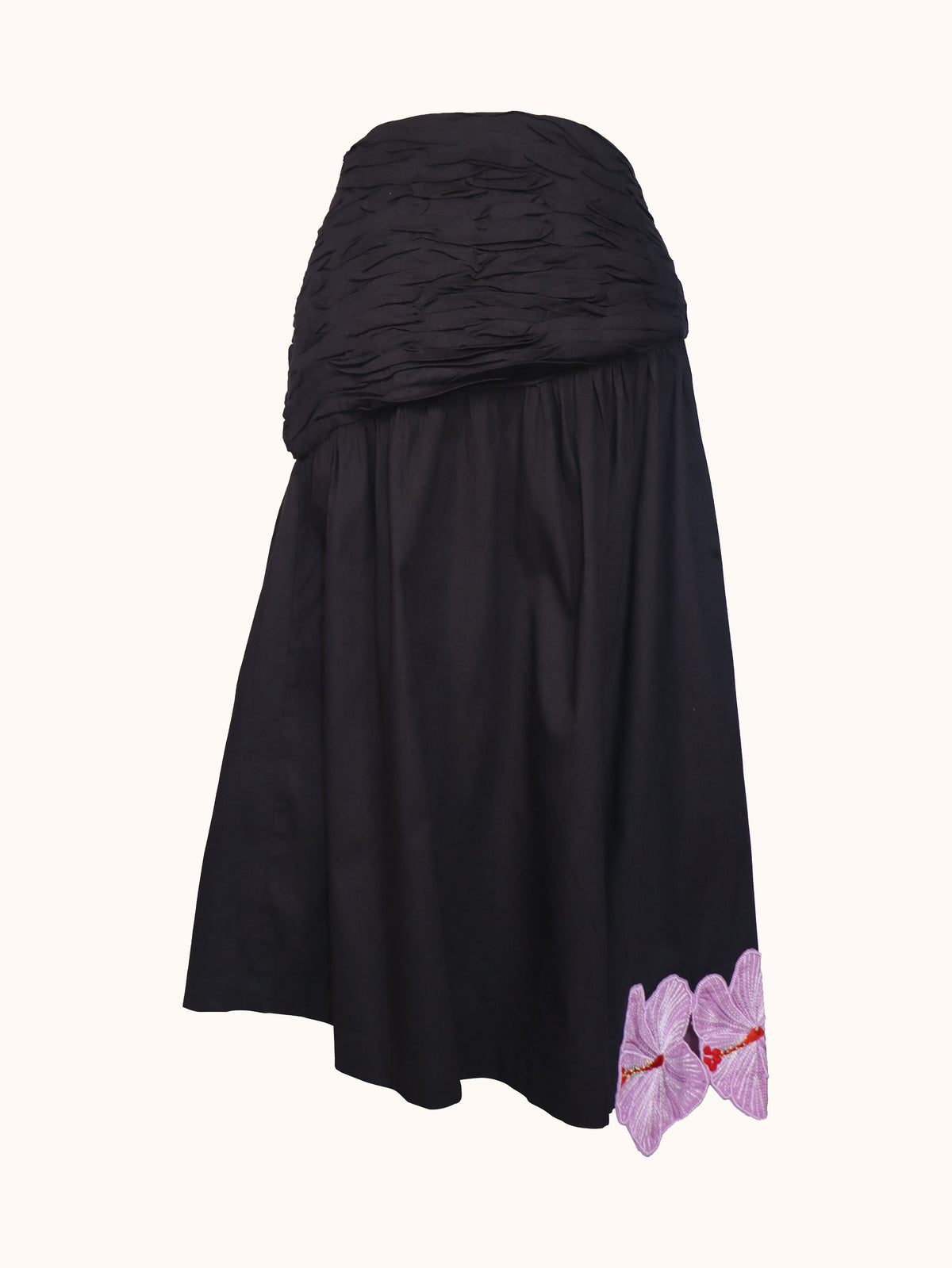 Ashaki The Prana Bloom Black Cotton Skirt - ghost mannequin back
