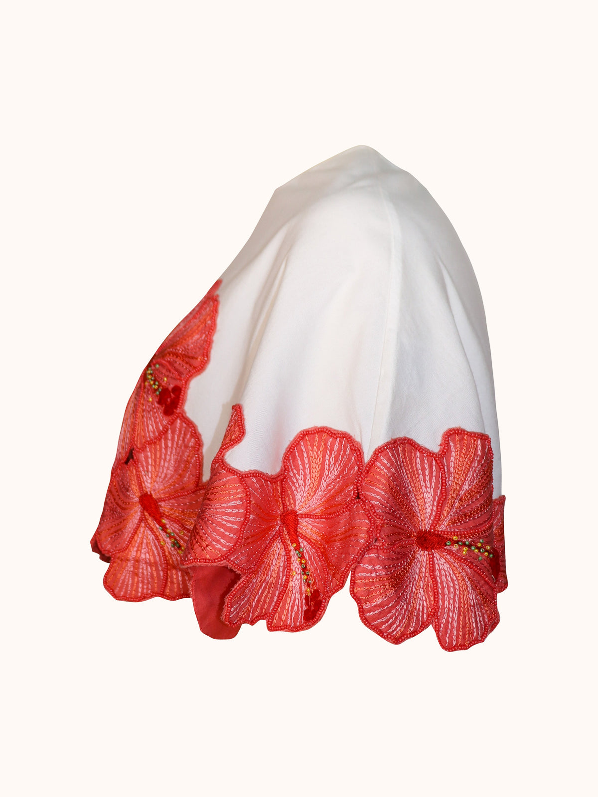 Ashaki The Prana Bloom White Cotton Cape - ghost mannequin side