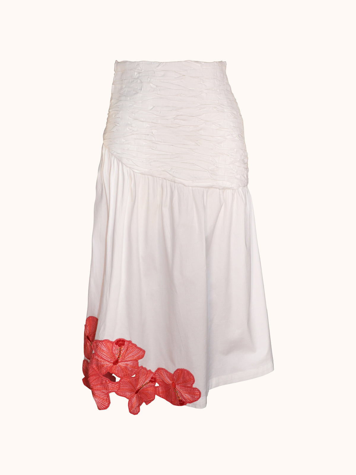 Ashaki The Prana Bloom White Cotton Skirt - ghost mannequin front